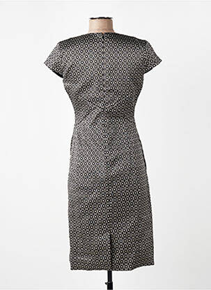 Robe mi-longue fermeture zippée au dos manches courtes gris BROOKS BROTHERS femme