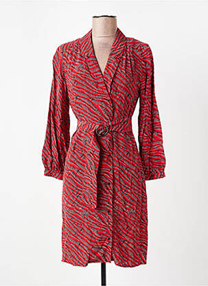 Robe courte manches longues manches longues rouge ONE STEP femme