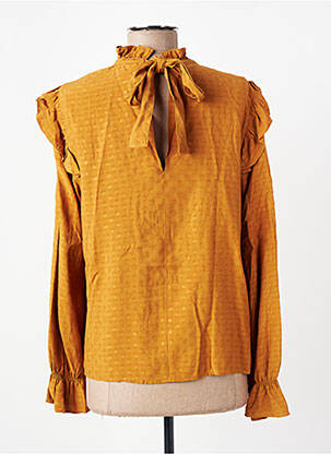 Blouse tissage popeline manches longues jaune LA FEE MARABOUTEE femme