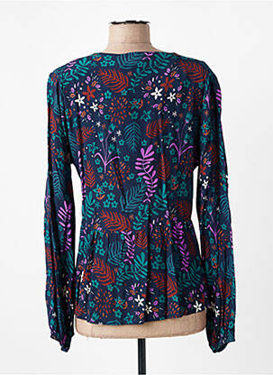 Blouse imprimé fleurs manches longues bleu LA FEE MARABOUTEE femme