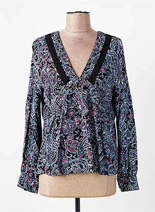 Blouse imprimé fantaisie manches longues noir LA FEE MARABOUTEE femme