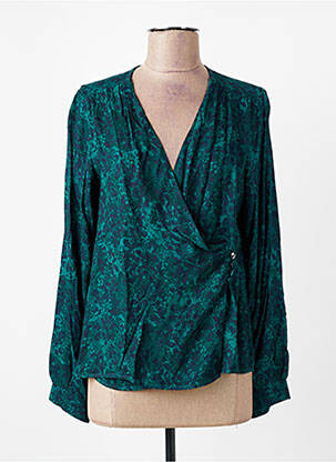 Blouse tissage popeline manches longues vert LA FEE MARABOUTEE femme