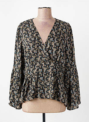 Blouse tissage popeline manches longues noir LA FEE MARABOUTEE femme