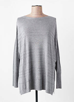 Pull tissage chiné manches longues gris LA FEE MARABOUTEE femme