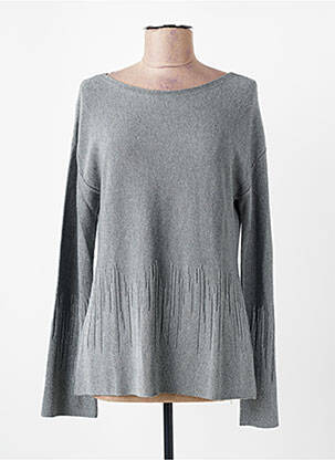 Pull col bateau manches longues gris DEVERNOIS femme