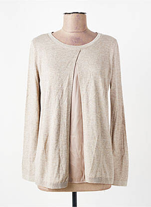 Pull tunique tissage chiné manches longues marron D.SPORT femme