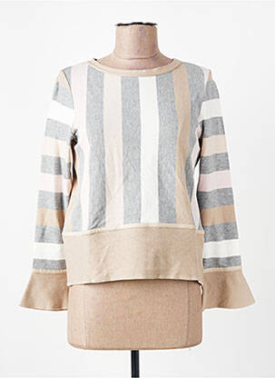 Pull coupe droite manches longues beige MAILLE DE LUXE femme
