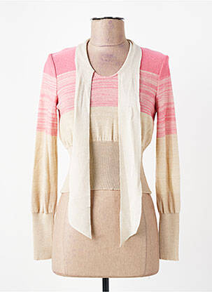 Pull stretch manches longues rose CLAUDIUS femme