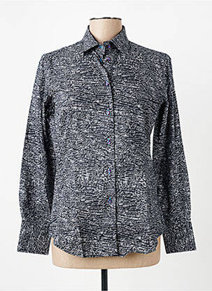 Chemisier coupe cintrée manches longues bleu COTON DOUX femme