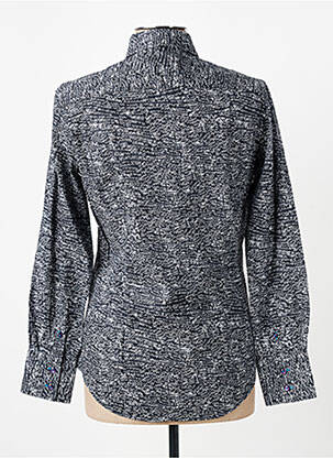 Chemisier coupe cintrée manches longues bleu COTON DOUX femme