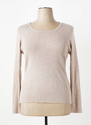 Pull tissage chiné manches longues marron DEVERNOIS femme