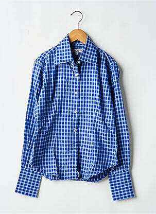 Chemisier coupe cintrée manches longues bleu COTON DOUX femme