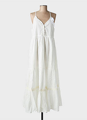 Robe longue coupe évasée fines bretelles blanc RHUM RAISIN femme