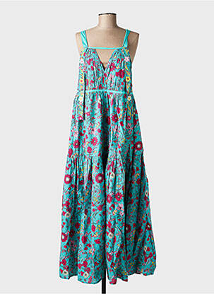 Robe longue imprimé fleurs fines bretelles bleu RHUM RAISIN femme