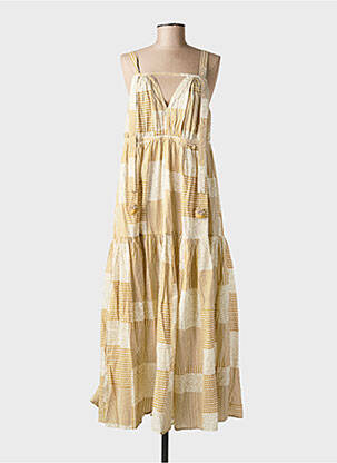 Robe longue tissage popeline fines bretelles beige RHUM RAISIN femme