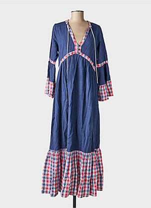 Robe longue coupe évasée manches 3/4 bleu RHUM RAISIN femme