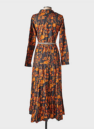 Robe longue tissage popeline manches longues orange RHUM RAISIN femme