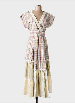 Robe longue tissage popeline manches courtes beige RHUM RAISIN femme