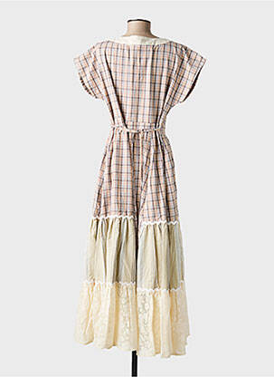 Robe longue tissage popeline manches courtes beige RHUM RAISIN femme