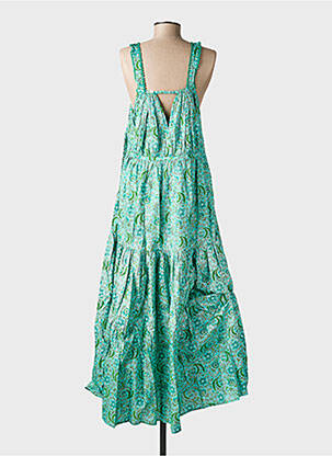 Robe longue tissage popeline fines bretelles vert RHUM RAISIN femme