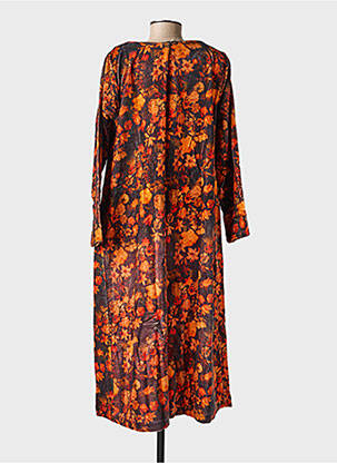 Robe mi-longue imprimé fleurs manches longues orange RHUM RAISIN femme