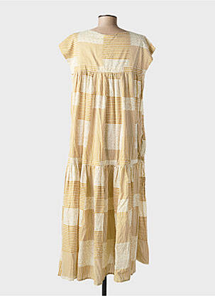 Robe longue tissage popeline manches courtes beige RHUM RAISIN femme