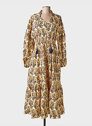 Robe longue tissage popeline manches longues beige RHUM RAISIN femme