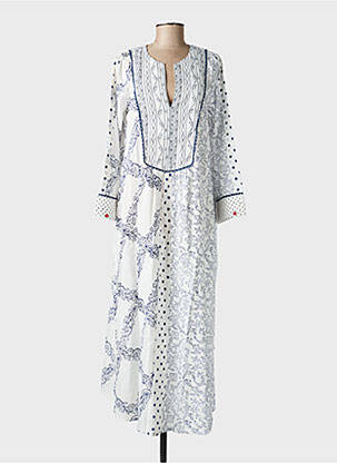 Robe longue tissage popeline manches longues bleu RHUM RAISIN femme