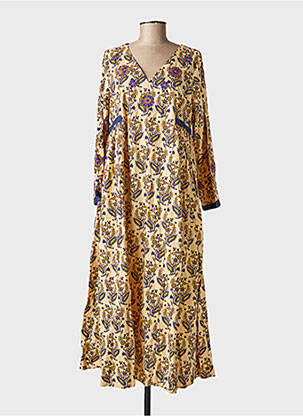 Robe longue manches longues manches longues jaune RHUM RAISIN femme