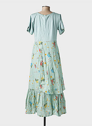 Robe longue tissage popeline manches courtes vert RHUM RAISIN femme