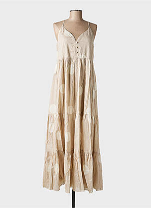 Robe longue coupe évasée fines bretelles beige RHUM RAISIN femme