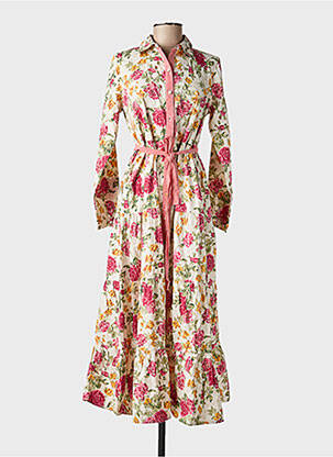 Robe longue tissage popeline manches longues rouge RHUM RAISIN femme