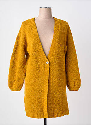 Gilet manches longues fermeture boutonnée sur le devant jaune RHUM RAISIN femme