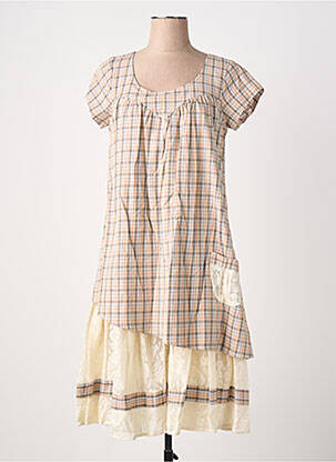 Robe mi-longue manches courtes manches courtes beige RHUM RAISIN femme