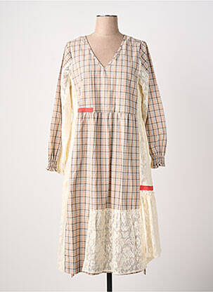 Robe mi-longue manches longues manches longues beige RHUM RAISIN femme