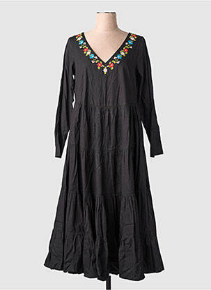 Robe mi-longue manches longues manches longues noir RHUM RAISIN femme