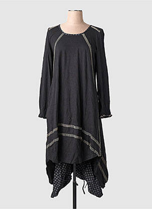 Robe mi-longue imprimé fantaisie manches longues noir RHUM RAISIN femme
