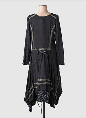 Robe mi-longue imprimé fantaisie manches longues noir RHUM RAISIN femme