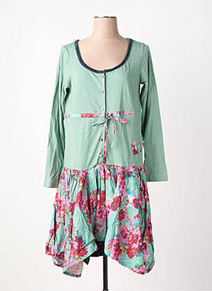 Robe mi-longue imprimé fantaisie manches longues vert RHUM RAISIN femme