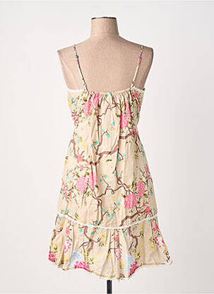Robe mi-longue imprimé fantaisie fines bretelles beige RHUM RAISIN femme
