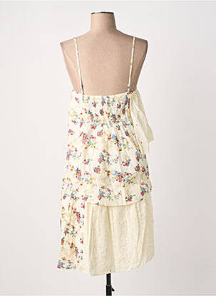 Robe mi-longue imprimé fleurs fines bretelles beige RHUM RAISIN femme