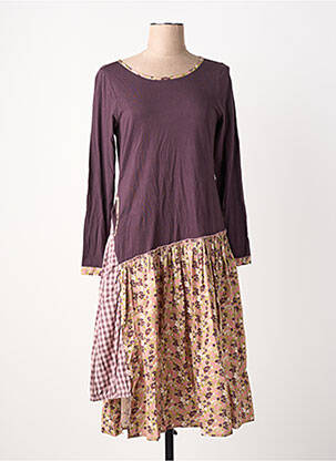 Robe mi-longue imprimé fantaisie manches longues violet RHUM RAISIN femme