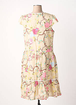 Robe mi-longue imprimé fleurs manches courtes beige RHUM RAISIN femme