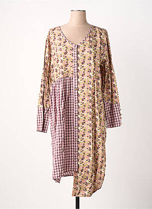 Robe mi-longue imprimé fleurs manches longues rose RHUM RAISIN femme