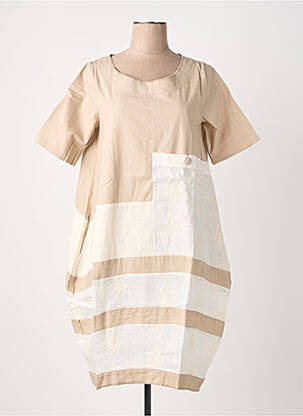 Robe mi-longue manches courtes manches courtes beige RHUM RAISIN femme