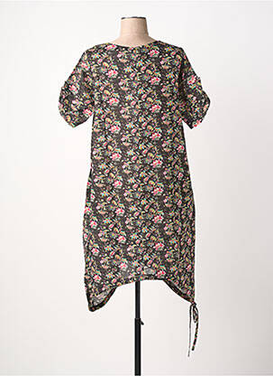 Robe mi-longue imprimé fantaisie manches courtes noir RHUM RAISIN femme