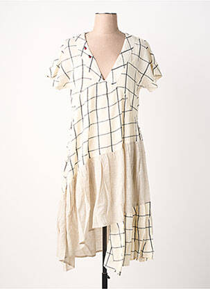 Robe mi-longue manches courtes manches courtes beige RHUM RAISIN femme