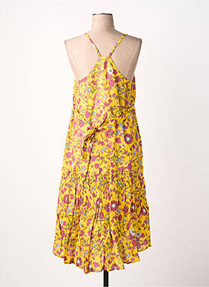 Robe mi-longue imprimé fantaisie fines bretelles jaune RHUM RAISIN femme