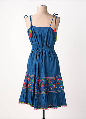 Robe mi-longue doublure fines bretelles bleu RHUM RAISIN femme
