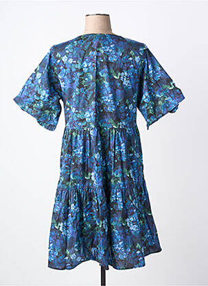 Robe mi-longue imprimé fleurs manches courtes bleu RHUM RAISIN femme